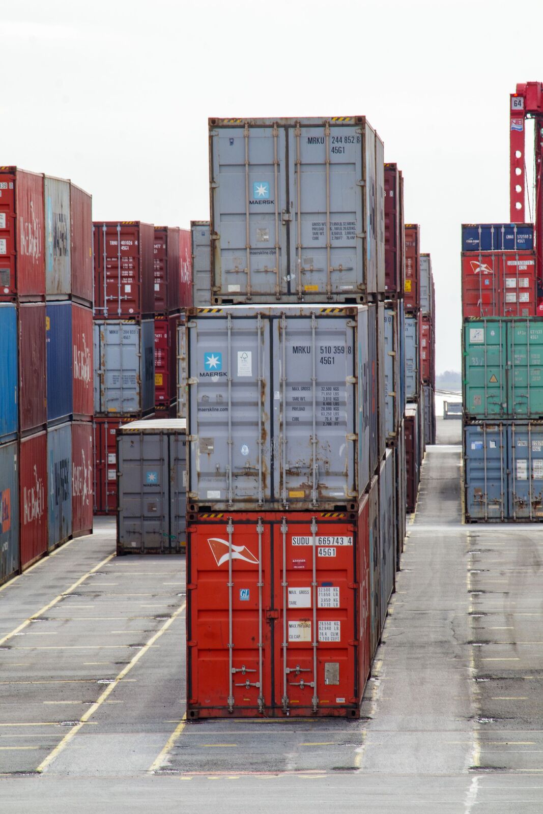 Shipping containers stacked at the port